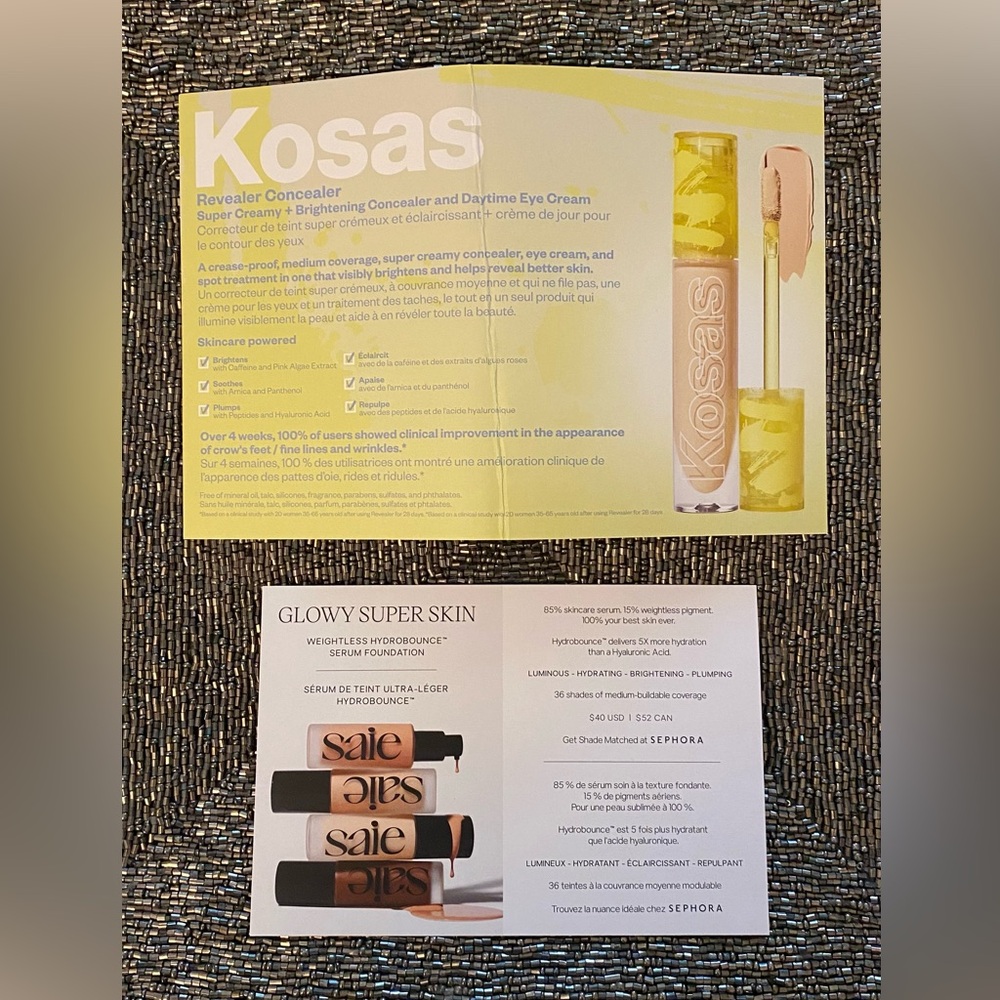 4️⃣ FOR 💲1️⃣5️⃣ KOSAS Revealer Concealer & SAIE Glowy Super Skin Foundation